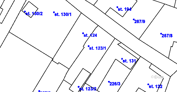 Parcela st. 123/1 v KÚ Ejpovice, Katastrální mapa