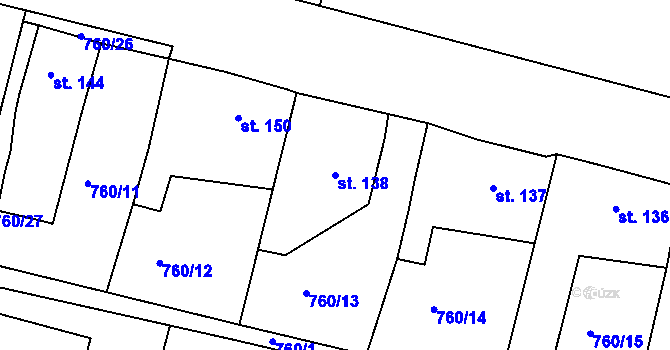 Parcela st. 138 v KÚ Ejpovice, Katastrální mapa