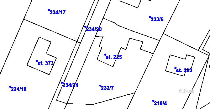 Parcela st. 225 v KÚ Ejpovice, Katastrální mapa