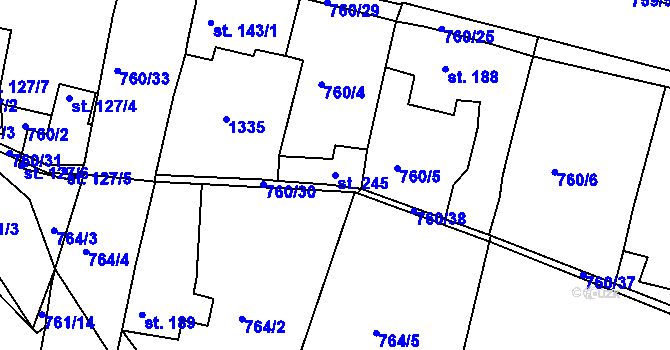 Parcela st. 245 v KÚ Ejpovice, Katastrální mapa