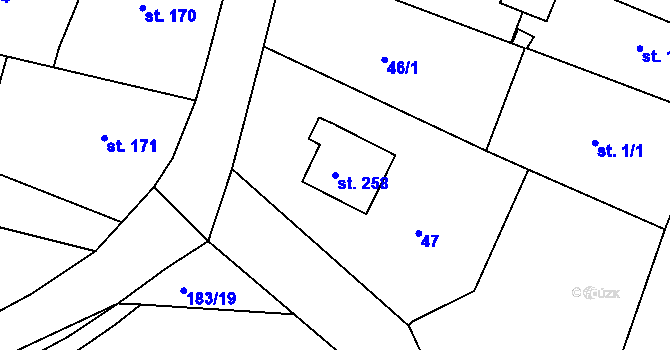 Parcela st. 258 v KÚ Ejpovice, Katastrální mapa