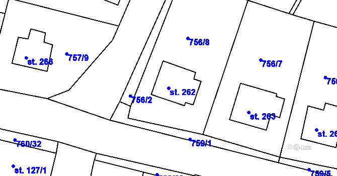 Parcela st. 262 v KÚ Ejpovice, Katastrální mapa