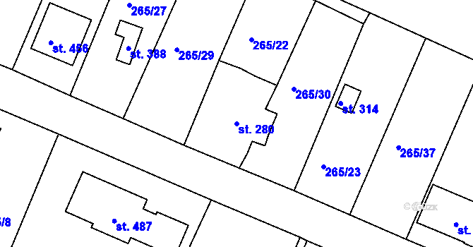 Parcela st. 280 v KÚ Ejpovice, Katastrální mapa