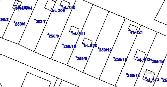 Parcela st. 338 v KÚ Ejpovice, Katastrální mapa