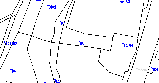Parcela st. 90 v KÚ Ejpovice, Katastrální mapa
