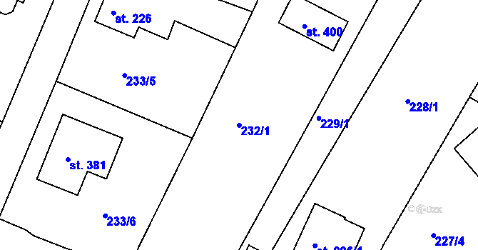 Parcela st. 232/1 v KÚ Ejpovice, Katastrální mapa