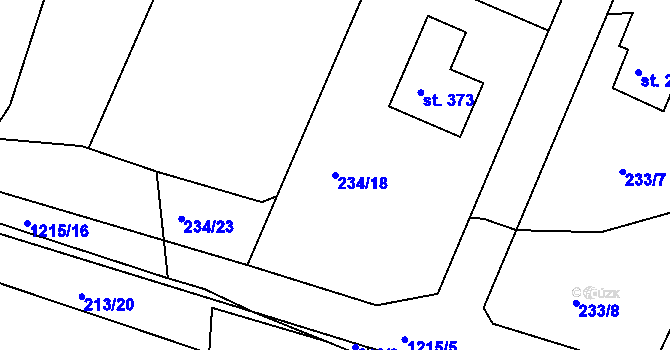 Parcela st. 234/18 v KÚ Ejpovice, Katastrální mapa