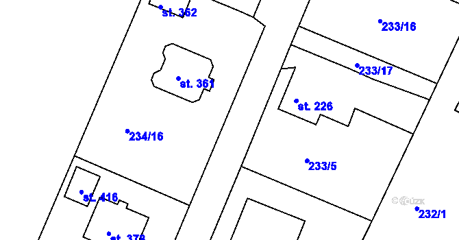 Parcela st. 234/19 v KÚ Ejpovice, Katastrální mapa