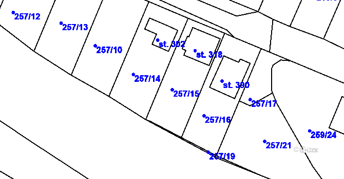 Parcela st. 257/15 v KÚ Ejpovice, Katastrální mapa