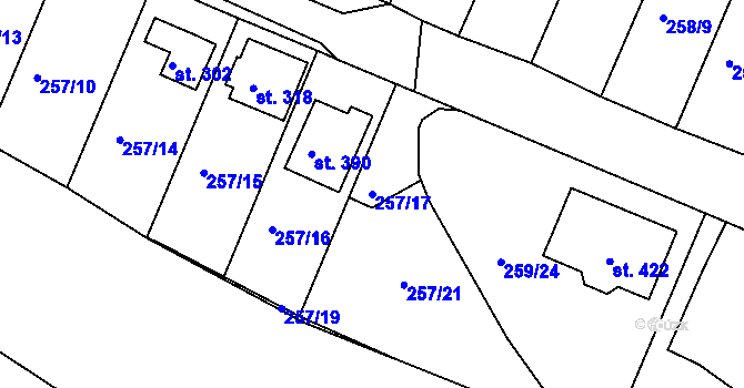 Parcela st. 257/17 v KÚ Ejpovice, Katastrální mapa