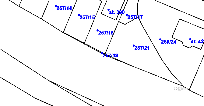 Parcela st. 257/19 v KÚ Ejpovice, Katastrální mapa