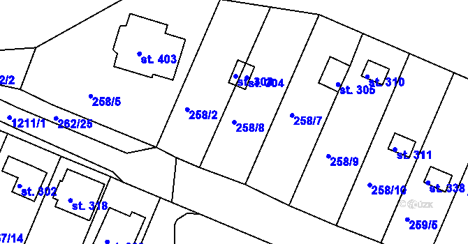Parcela st. 258/8 v KÚ Ejpovice, Katastrální mapa