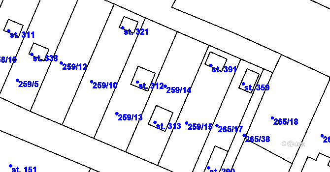 Parcela st. 259/14 v KÚ Ejpovice, Katastrální mapa