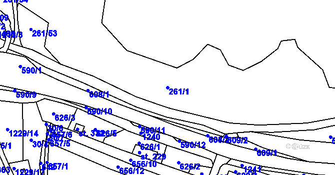 Parcela st. 261/1 v KÚ Ejpovice, Katastrální mapa