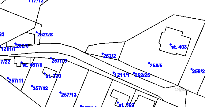 Parcela st. 262/2 v KÚ Ejpovice, Katastrální mapa