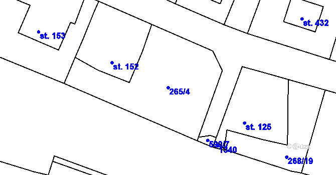 Parcela st. 265/4 v KÚ Ejpovice, Katastrální mapa