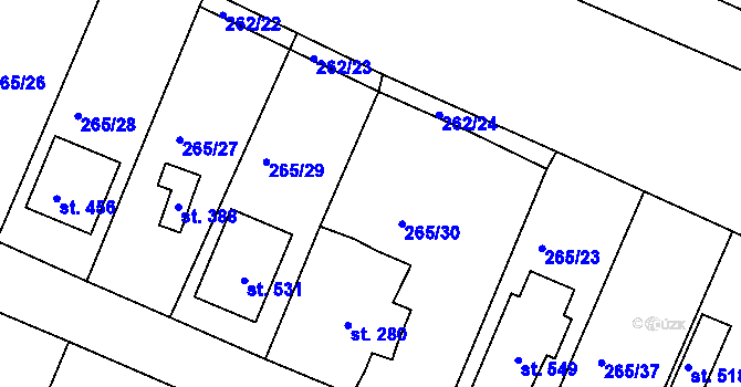 Parcela st. 265/22 v KÚ Ejpovice, Katastrální mapa