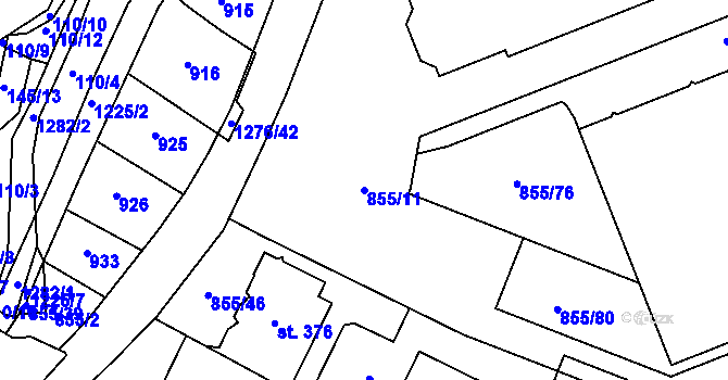 Parcela st. 855/11 v KÚ Ejpovice, Katastrální mapa