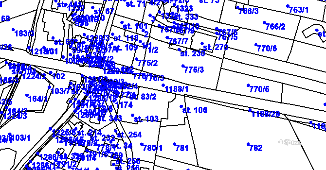 Parcela st. 1188/1 v KÚ Ejpovice, Katastrální mapa