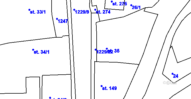 Parcela st. 1229/22 v KÚ Ejpovice, Katastrální mapa