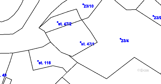 Parcela st. 47/1 v KÚ Ejpovice, Katastrální mapa