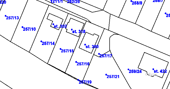 Parcela st. 390 v KÚ Ejpovice, Katastrální mapa