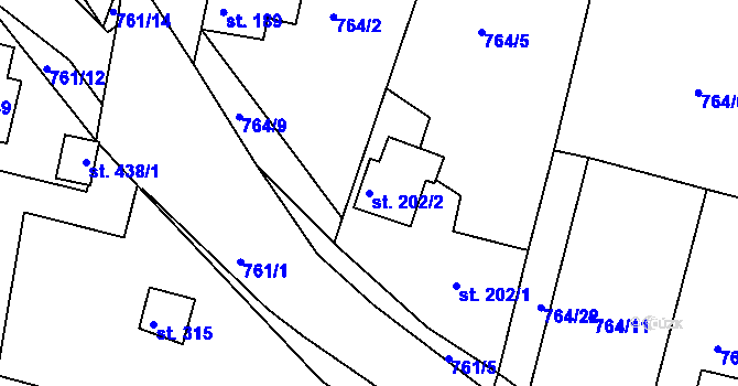 Parcela st. 202/2 v KÚ Ejpovice, Katastrální mapa