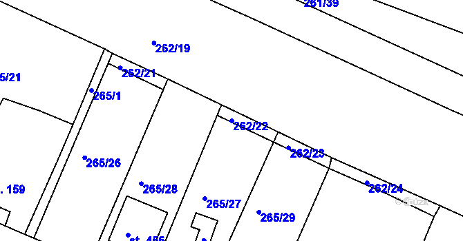 Parcela st. 262/22 v KÚ Ejpovice, Katastrální mapa