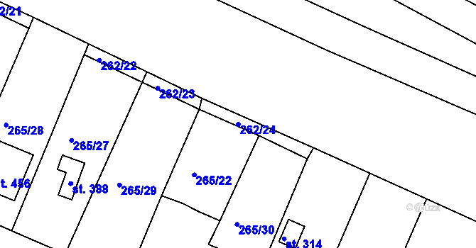 Parcela st. 262/24 v KÚ Ejpovice, Katastrální mapa