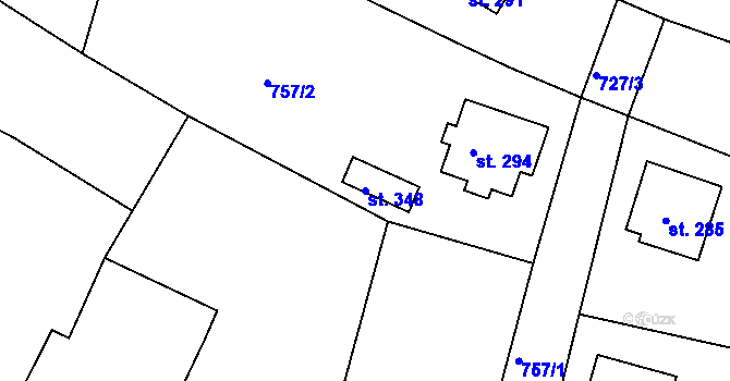 Parcela st. 348 v KÚ Ejpovice, Katastrální mapa