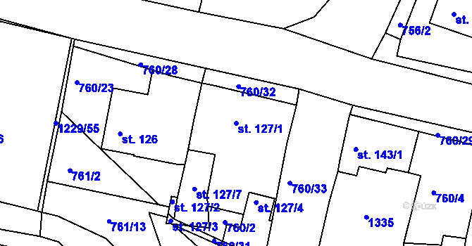 Parcela st. 127/1 v KÚ Ejpovice, Katastrální mapa