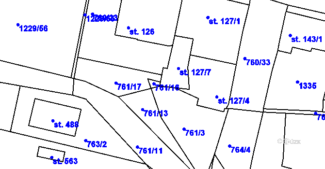 Parcela st. 127/3 v KÚ Ejpovice, Katastrální mapa
