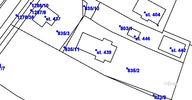 Parcela st. 439 v KÚ Ejpovice, Katastrální mapa