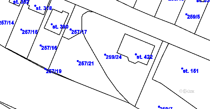 Parcela st. 259/24 v KÚ Ejpovice, Katastrální mapa