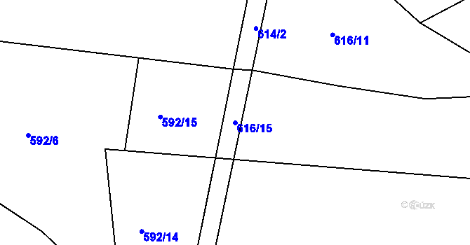 Parcela st. 616/15 v KÚ Ejpovice, Katastrální mapa