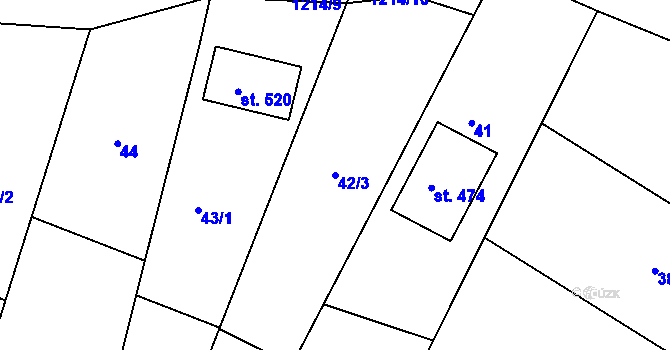 Parcela st. 42/3 v KÚ Ejpovice, Katastrální mapa