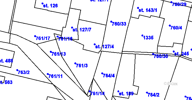 Parcela st. 127/5 v KÚ Ejpovice, Katastrální mapa