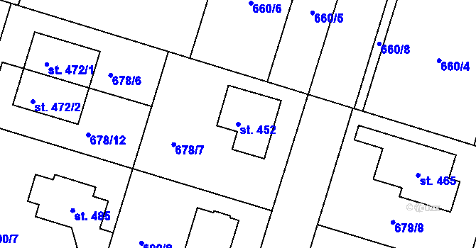 Parcela st. 452 v KÚ Ejpovice, Katastrální mapa