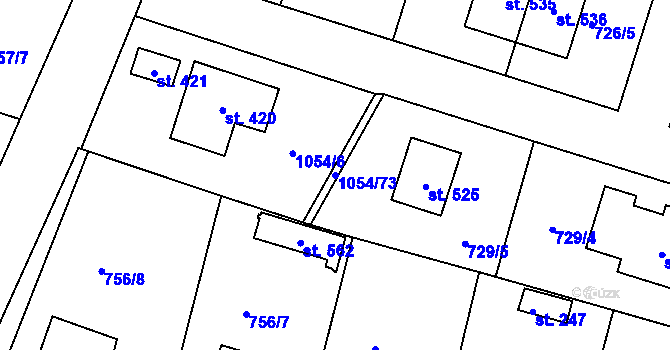 Parcela st. 1054/73 v KÚ Ejpovice, Katastrální mapa