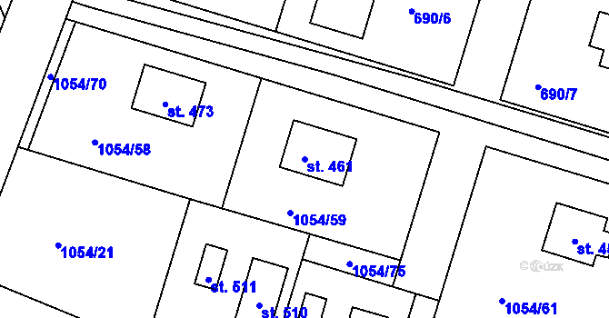 Parcela st. 461 v KÚ Ejpovice, Katastrální mapa