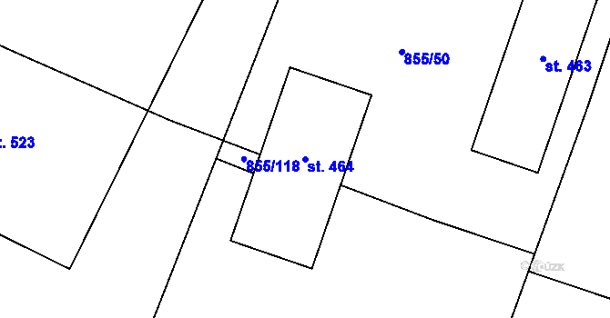 Parcela st. 464 v KÚ Ejpovice, Katastrální mapa