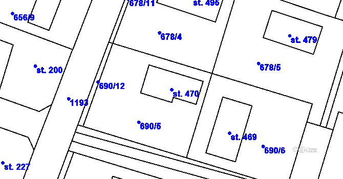 Parcela st. 470 v KÚ Ejpovice, Katastrální mapa