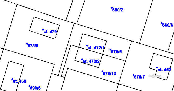 Parcela st. 472/1 v KÚ Ejpovice, Katastrální mapa