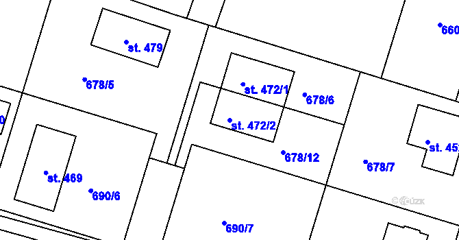 Parcela st. 472/2 v KÚ Ejpovice, Katastrální mapa