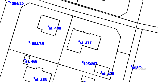 Parcela st. 477 v KÚ Ejpovice, Katastrální mapa