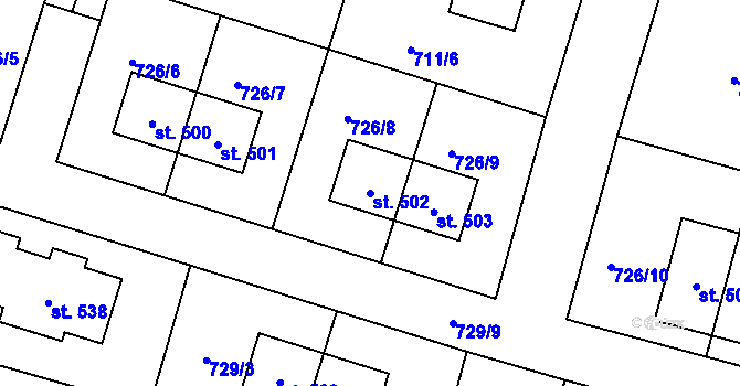 Parcela st. 502 v KÚ Ejpovice, Katastrální mapa