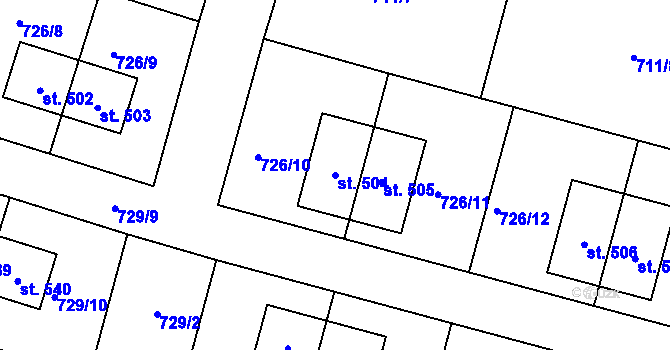Parcela st. 504 v KÚ Ejpovice, Katastrální mapa