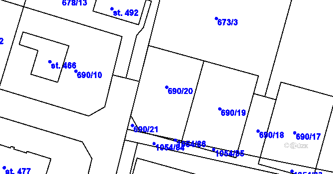 Parcela st. 690/20 v KÚ Ejpovice, Katastrální mapa