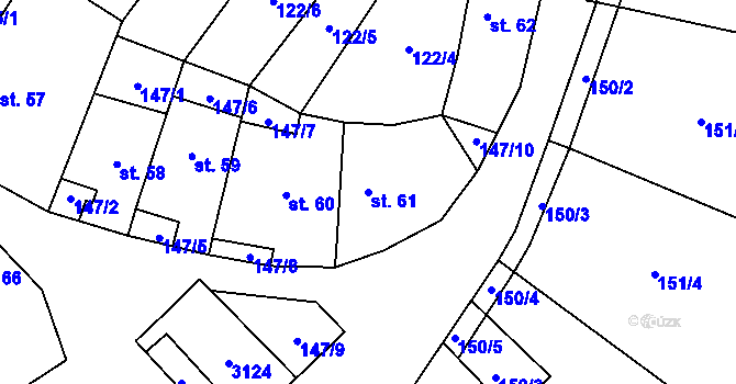 Parcela st. 61 v KÚ Encovany, Katastrální mapa