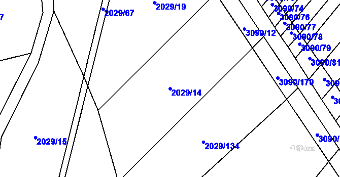 Parcela st. 2029/14 v KÚ Encovany, Katastrální mapa